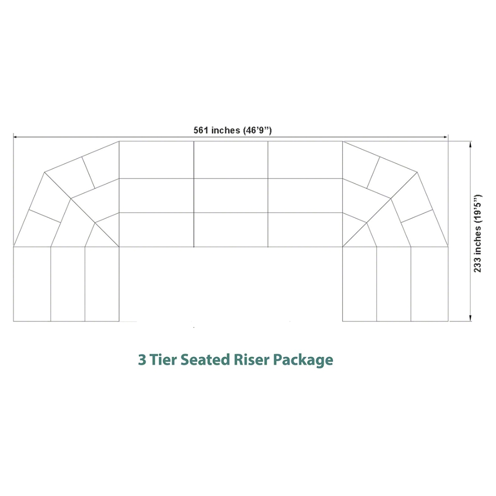 Staging 101 3-Tier Seated Band Risers, 47' Long (Fits 84 Chairs ...