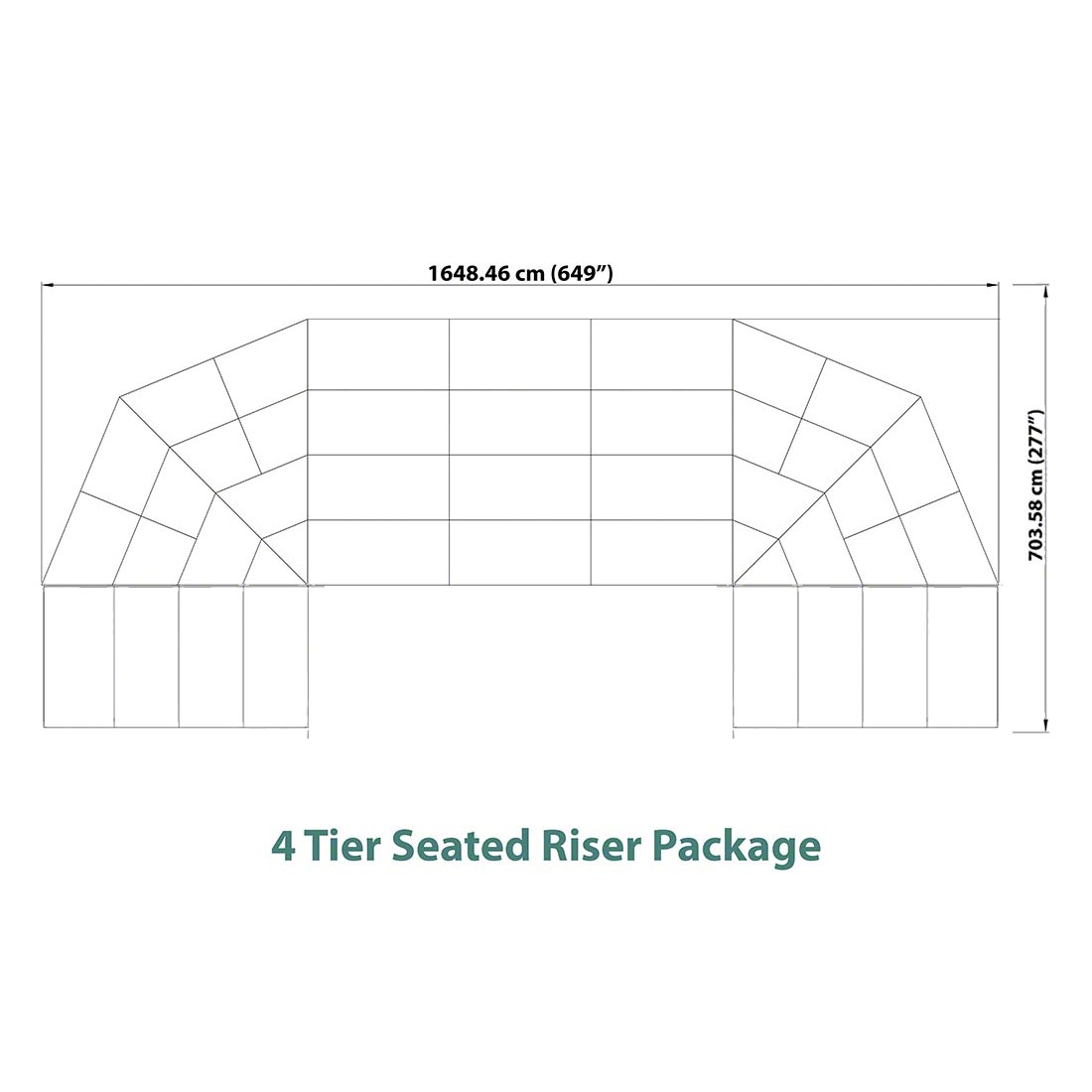 Staging 101 4-Tier Seated Band Risers, 54' Long (Fits 124 Chairs ...
