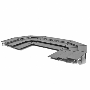 Staging 101 3-Tier Seated Riser System - 39 Long (fits 72 Chairs) choral risers, chorus risers, choir risers, standing risers, seated risers, band risers, school risers, choir stage risers, 3 level riser