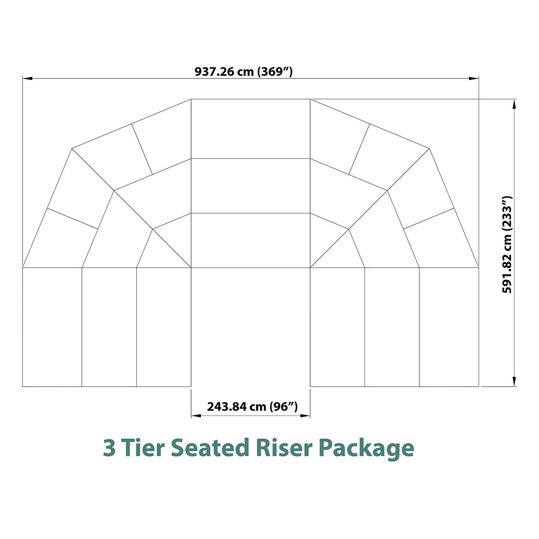 Staging 101 3-Tier Seated Band Risers, 31' Long (Fits 60 Chairs ...
