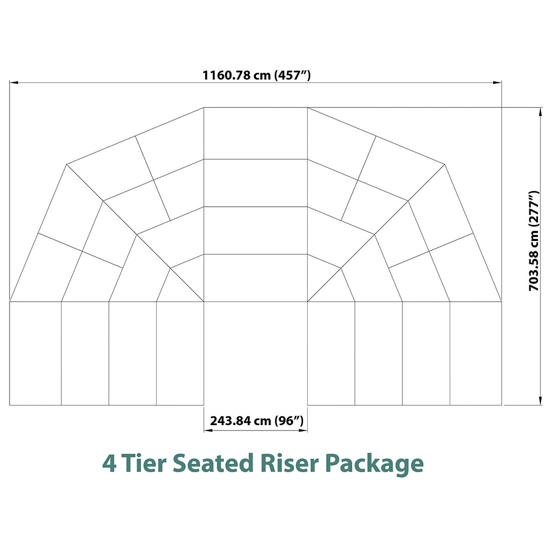Staging 101 4-Tier Seated Band Risers, 38' Long (Fits 92 Chairs ...