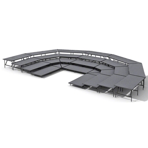 Staging 101 4-Tier Seated Riser System - 38 Long (fits 92 Chairs) choral risers, chorus risers, choir risers, standing risers, seated risers, band risers, school risers, choir stage risers