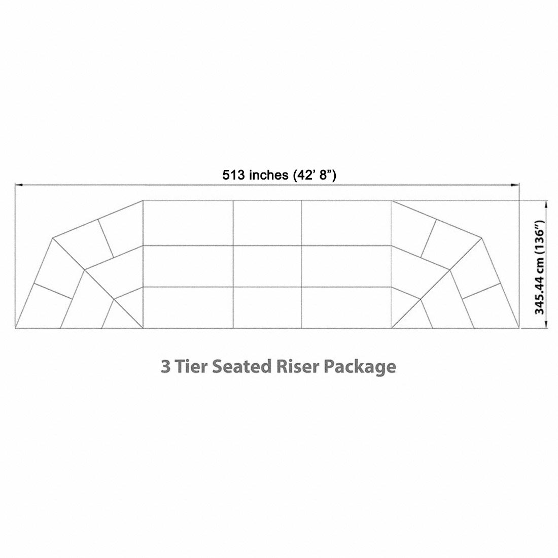 Staging 101 3-Tier 43'L Seated Riser (Fits 54 Chairs) | StageDrop