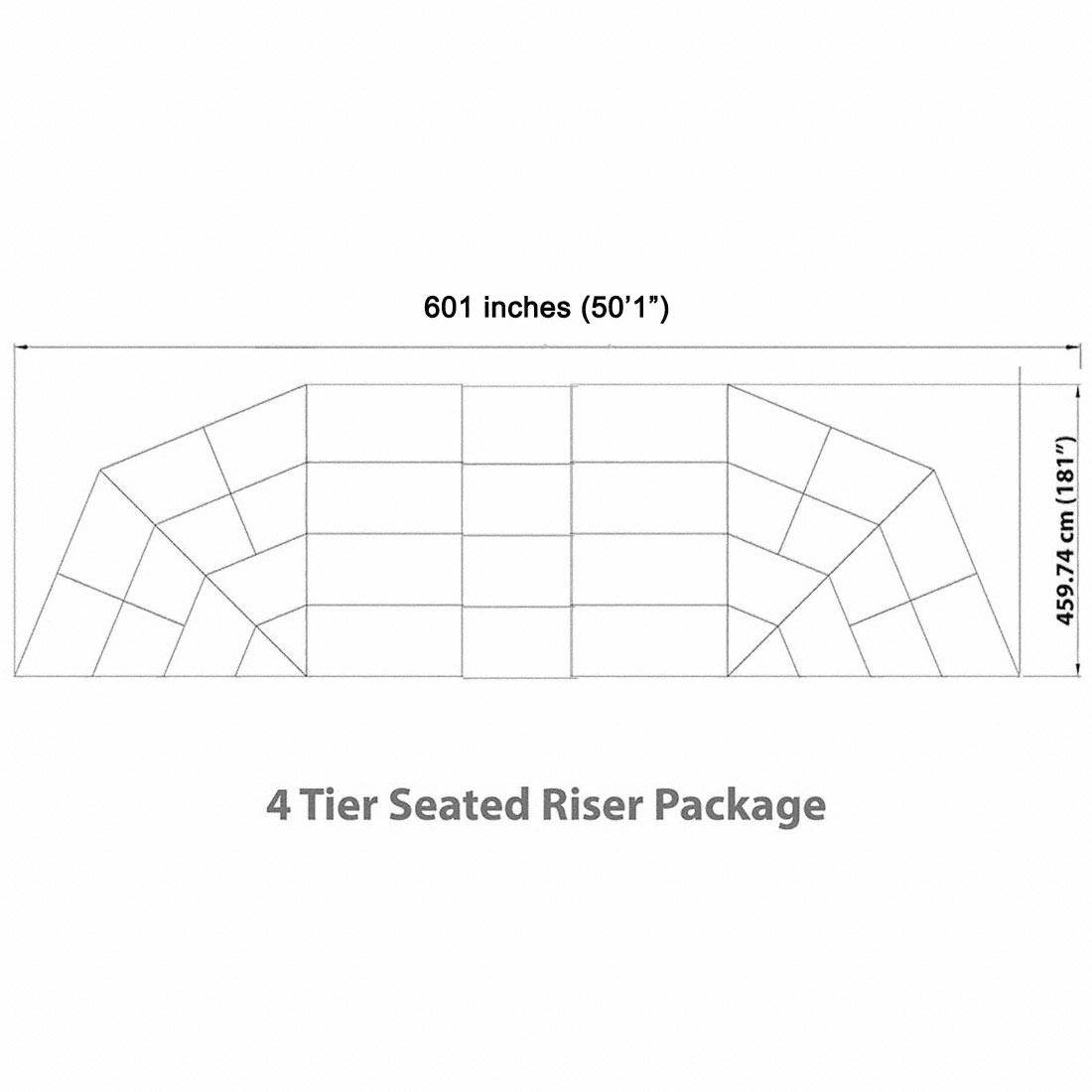 Staging 101 4-Tier Seated Band Risers, 51' Long (Fits 84 Chairs ...