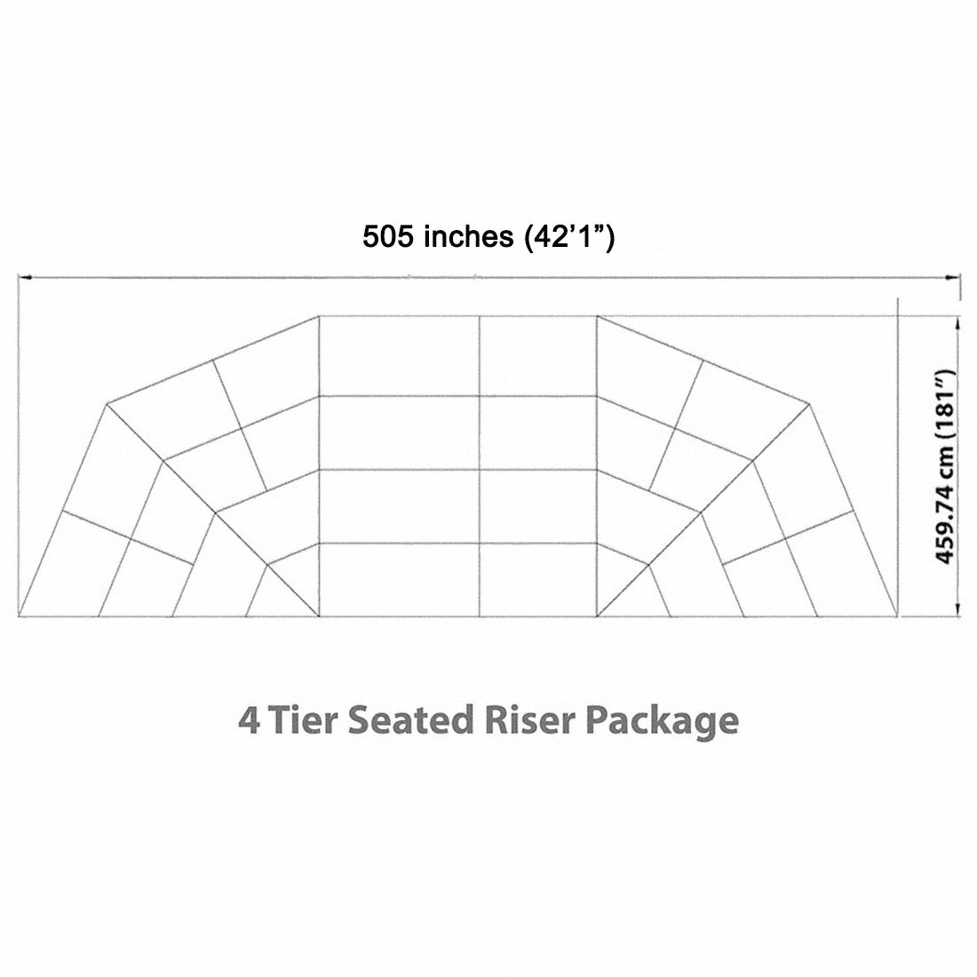 Staging 101 4-Tier 42'L Seated Riser (Fits 68 Chairs) | StageDrop
