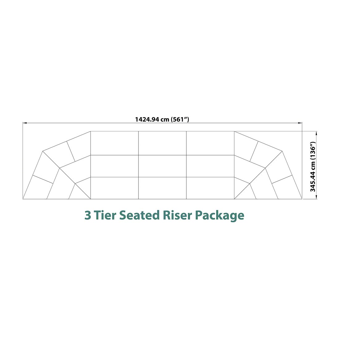 Staging 101 3-Tier Seated Band Riser 47' Long (Fits 60 Chairs) | StageDrop