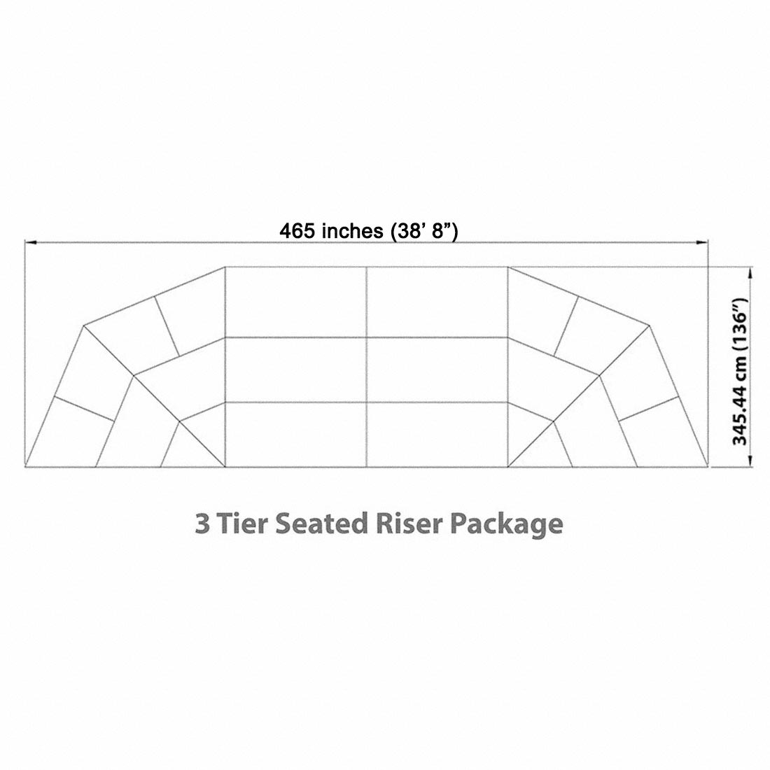 Staging 101 3-Tier Seated Band Riser, 39' Long (Fits 48 Chairs) | StageDrop