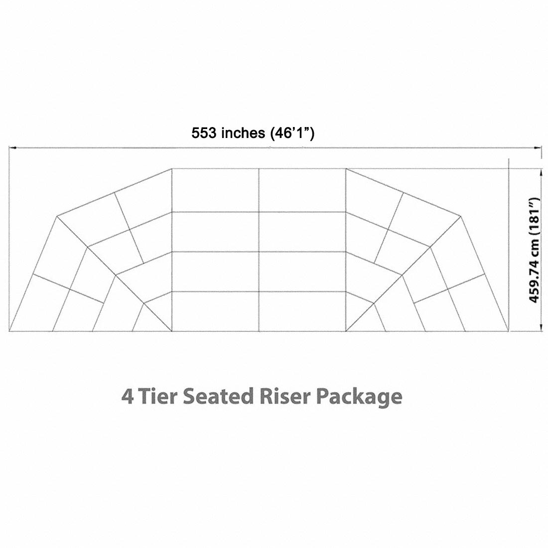 Staging 101 4-Tier Seated Band Risers, 46' Long (Fits 76 Chairs ...