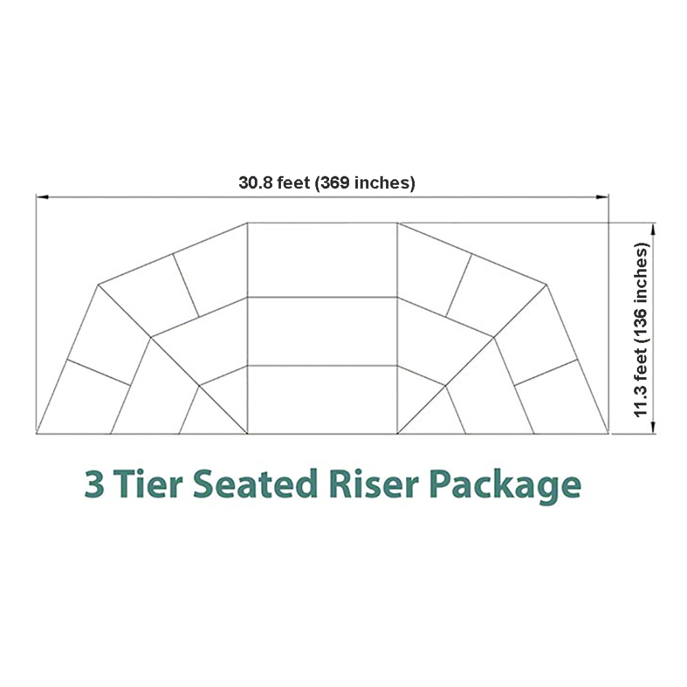 Staging 101 3-Tier Curved Seated Band Risers, 31'L (Fits 36 Chairs ...