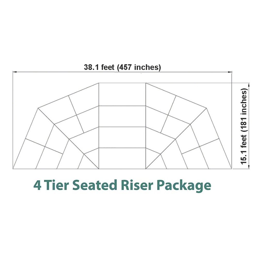 Staging 101 4-Tier Curved Seated Band Riser, 38'L (Fits 60 Chairs ...