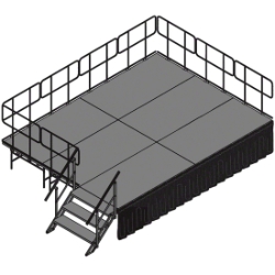 TotalPackage™ 12'x16' Dual-Height Portable Stage Kit TPDH1216 12x16, 16x12, staging, stairs, steps, skirting, skirts, dual height, adjustable height