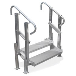 Modular XP Aluminum 2-Step Stair with Hand Rails MXP2STAIR building ramp, wheelchair ramp, modular ramp, ada ramp, ada, ibs, osha, 2 step stair, stairs, stair with handrail