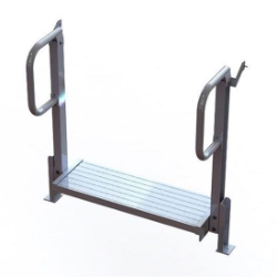 Modular XP Aluminum 1-Step Stair with Hand Rails MXP1STAIR building ramp, wheelchair ramp, modular ramp, ada ramp, ada, ibs, osha, 1 step stair, stairs, stair with handrail