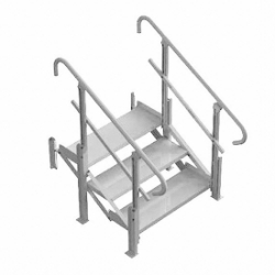 Modular XP Aluminum 3-Step Stair with Hand Rails MXP3STAIR building ramp, wheelchair ramp, modular ramp, ada ramp, ada, ibs, osha, 3 step stair, stairs, stair with handrail