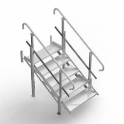 Modular XP Aluminum 5-Step Stair with Hand Rails MXP5STAIR building ramp, wheelchair ramp, modular ramp, ada ramp, ada, ibs, osha, 5 step stair, stairs, stair with handrail