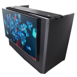 ProX Mesa Media™ MK2 DJ Facade Table Station, w/ TV Mount, B&W Scrims and Carry Bag PRX-XF-MESAMEDIAMK2 ProX Direct, ProX, dj facade, facade, panel facade