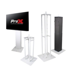 ProX Flex Totem TV Package With Stand, TV Mount and Speaker Mount PRX-XT-FLEXTOTEMTV trussing totems, trussing towers, ProX Direct, ProX, Flex Tower, Flex Tower Totem, adjustable tower