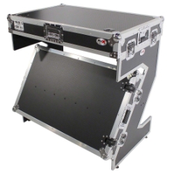 ProX Z-Table Junior Folding DJ Mobile Workstation, Flight Case Style with Wheels, Black/Aluminum PRX-XS-ZTABLE JR ProX Direct, ProX, dj facade, dj workstation, mobile workstation, dj folding table, dj table, jr dj table