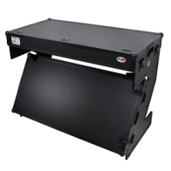 ProX Z-Table Folding DJ Mobile Workstation, Flight Case Style with Wheels, Black/Black PRX-XS-ZTABLEBL MK2 ProX Direct, ProX, dj facade, dj workstation, mobile workstation, dj folding table, dj table
