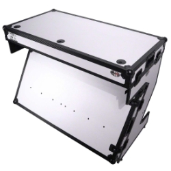 ProX Z-Table Folding DJ Mobile Workstation, Flight Case Style with Wheels, White/Black PRX-XS-ZTABLEWH MK2 ProX Direct, ProX, dj facade, dj workstation, mobile workstation, dj folding table, dj table