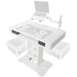 ProX Control Tower DJ Podium and Cases (for Pioneer DDJ-REV7, XDJ-XZ, FLX10 & Rane 4), White Finish PRX-XZF-DJCTWCASE dj tower, podium, dj podium, travel case