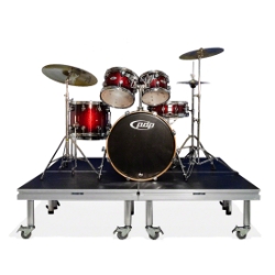 QuickLock Staging 6'x6' Mobile Drum Riser, Industrial Finish QLMDRUM6X6I 6x6, 72x72, portable stage platform, portable staging platform, stage deck, stage panel, quicklock, quicklock staging, mobile drum riser, mobile riser, drum riser, drum