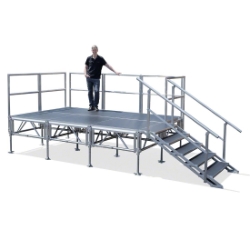 TotalPackage™ 8'x12' Outdoor Portable Stage Kit, Industrial Finish TPOD812I 8x12, 12x8, folding stage, cart, storage, portable stage kit, adjustable height, total package