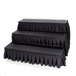 Ameristage Box-Pleat Polyester Step Skirts for IntelliStage 3'W Stage Steps AMSK3STEP velcro, hook and loop skirting, express deck skirt, intellistage skirt
