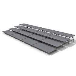 Staging 101 4-Tier Straight Seated Riser System - 32' Long (fits 64 Chairs) SSSS-4SR choral risers, chorus risers, choir risers, standing risers, seated risers, band risers, school risers, choir stage risers