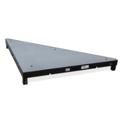 Biljax ST8100 4' 45-Degree Triangle Steel Frame Stage Deck Platform, Gray Stained Plywood BJX-0106-029-6 4x4, 4 x 4, portable staging, biljax, steel frame deck, st8100, 45-degree, corner, corner stage, 45-degree corner
