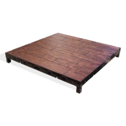 Biljax ST8100 4'x4' Square Steel Frame Stage Deck Platform, Pecan Faux Hardwood Stained Plywood BJX-0106-039-13 4x4, 4 x 4, portable staging, biljax, steel frame deck, st8100