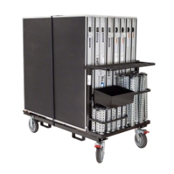 Biljax AS2100 8'x16' Portable Stage & Storage Cart Package (4'x4' Premium Decks - Velcro Installed) BJX-0105-100-01 Biljax, 4x4, modular, modular staging, stage cart, package, stage package, rolling storage, 8x16, 16x8, black poly