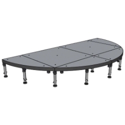 Biljax ST8100 11.3' Half-Circle Portable Stage Kit BJX-ST-11RHalf 11 foot half circle, 5.65' round, 5.65'x11' round, semi-circle, half-circle, semi circle stage, fast, pro, elite, 50 square feet stage, 50.1 square feet stage