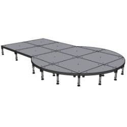 Biljax ST8100 11'x17.6' Portable Stage Kit, Mushroom Shape BJX-ST-11X18-MSH 11.3 foot, 17.6 foot, mushroom stage, oblong stage, 11.3x17.6 mushroom stage, 11.3x17.6 oblong stage, fast, pro, elite