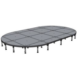 Biljax ST8100 11'x19' Oval Portable Stage Kit BJX-ST-11X19-OVAL 11.3 foot, 19.3 foot, oval stage, oblong stage, 11x19 oval stage, 11x19 oblong stage, fast, pro, elite, round stage