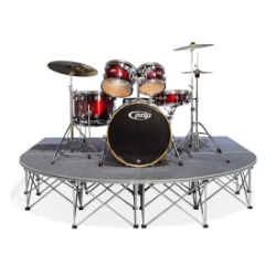 IntelliStage Lightweight 8'x8' Rounded Front Drum Riser ISDRUM64R 8x8, 8 x 8, 64 square feet, small stage, modular stage panel, drum platform, round