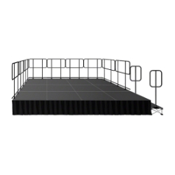 IntelliStage Lightweight 12'x16' Deluxe Stage System with Guard Rails, Steps & Skirts ISTAGE1216GR 12x16, 16x12, staging, guard rails, guardrails, stairs, steps, skirting, skirts