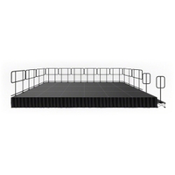 IntelliStage Lightweight 12'x24' Deluxe Stage System with Guardrails, Steps and Skirts ISTAGE1224GR 12x24, 24x12, skirting, steps, stairs, guard rails, istage122416, istage122424, istage122432, 288 square foot stage