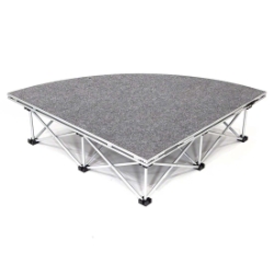 IntelliStage Lightweight 4' Quarter Round Portable Stage Unit ISTAGEQR4 rounded platform, circle platform, rounded corners, portable stage, portable staging, stage unit, quarter round