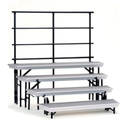 National Public Seating TransPort 4-Level Tapered Choral Riser and Guard Rail Bundle TPR72BUN4 choral risers, band risers, school risers, tapered risers, wedge risers, angled risers, transport risers, trans port risers, choir stage risers