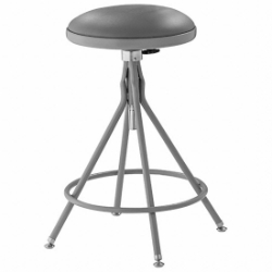 National Public Seating 6524H Height Adjustable Vinyl Padded Swivel Steel Stool, Grey NPS-6524H science lab stool, 6500 series, round stool, padded seat, adjustable height, swivel, premium