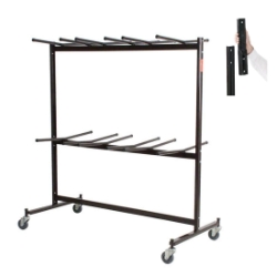 National Public Seating 84-EXT8 Double-Tier Hanging Chair Truck w/High Back Chair Extension Bar NPS-84-EXT8 folding chair cart, chair trolley, chair dolley, folding chair truck, checkerette, hanging coat rack, coat check, folding chair truck, transport, rolling, 84, 84-60, EXT8, EXT-8, 84-EXT-8