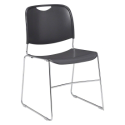 National Public Seating 8502 Ultra-Compact Plastic Stack Chair, Gunmetal NPS-8502 stacking chairs, 8500 series, tablet arm, chair book basket