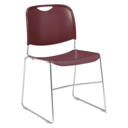 National Public Seating 8508 Ultra-Compact Plastic Stack Chair, Wine NPS-8508 stacking chairs, 8500 series, tablet arm, chair book basket