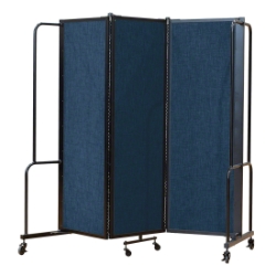 National Public Seating Portable Room Divider, 6' Wide, Blue Fabric NPS-RDB6-3PT04 room dividers, facade, temporary wall, moveable wall, portable wall, portable divider
