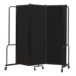National Public Seating Portable Room Divider, 6' Wide, Black Fabric NPS-RDB6-3PT10 room dividers, facade, temporary wall, moveable wall, portable wall, portable divider
