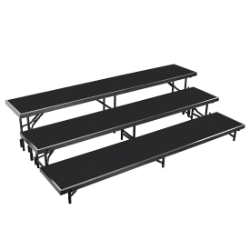 National Public Seating RS3LP 3-Level 8' Straight Standing Choral Riser, Polydeck NPS-RS3LP choral risers, band risers, school risers, straight risers, choir stage risers, standing riser, 3 tier, 3 level