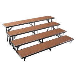 National Public Seating RS4LHB 4-Level 8' Straight Standing Choral Riser, Hardboard NPS-RS4LHB choral risers, band risers, school risers, straight risers, choir stage risers, standing riser, 4 tier, 4 level