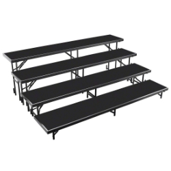 National Public Seating RS4LP 4-Level 8' Straight Standing Choral Riser, Polydeck NPS-RS4LP choral risers, band risers, school risers, straight risers, choir stage risers, standing riser, 4 tier, 4 level