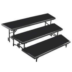National Public Seating RT3LP 3-Level Tapered Standing Choral Riser, Polydeck NPS-RT3LP choral risers, band risers, school risers, tapered risers, choir stage risers, standing riser, 3 tier, 3 level